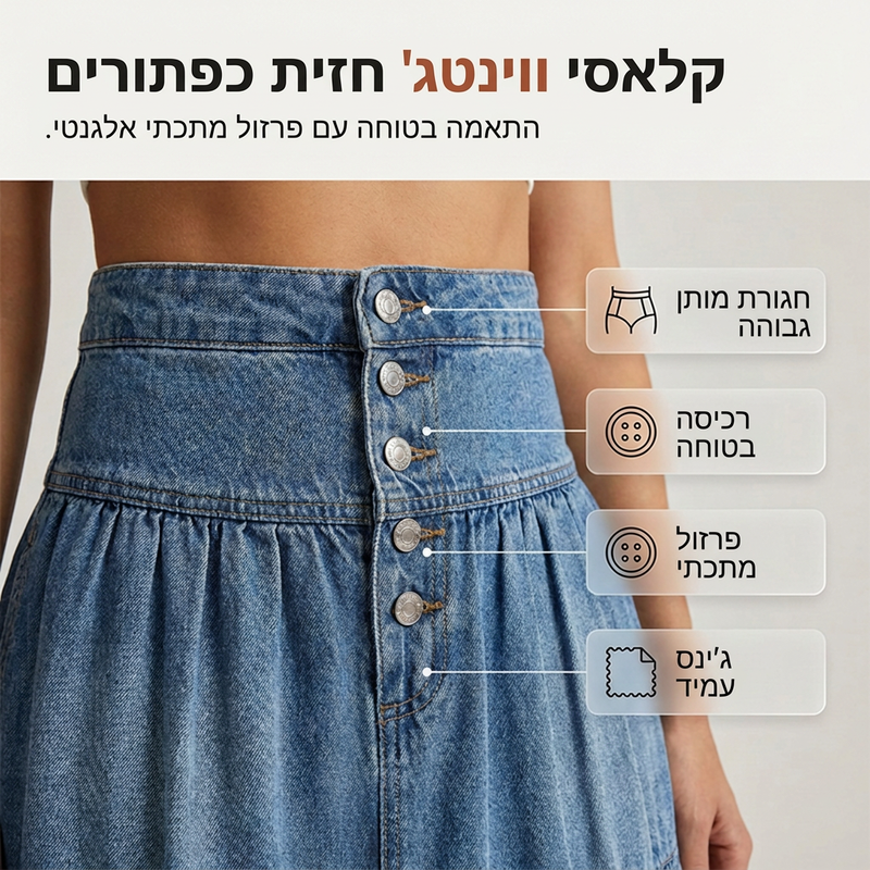חצאית מקסי מדנים A-ליין מדורגת במותן גבוהה לנשים