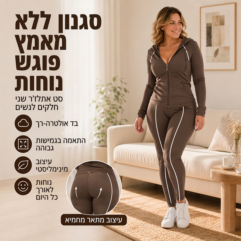 סט הודי עם רוכסן וחותלות אתלטי לנשים
