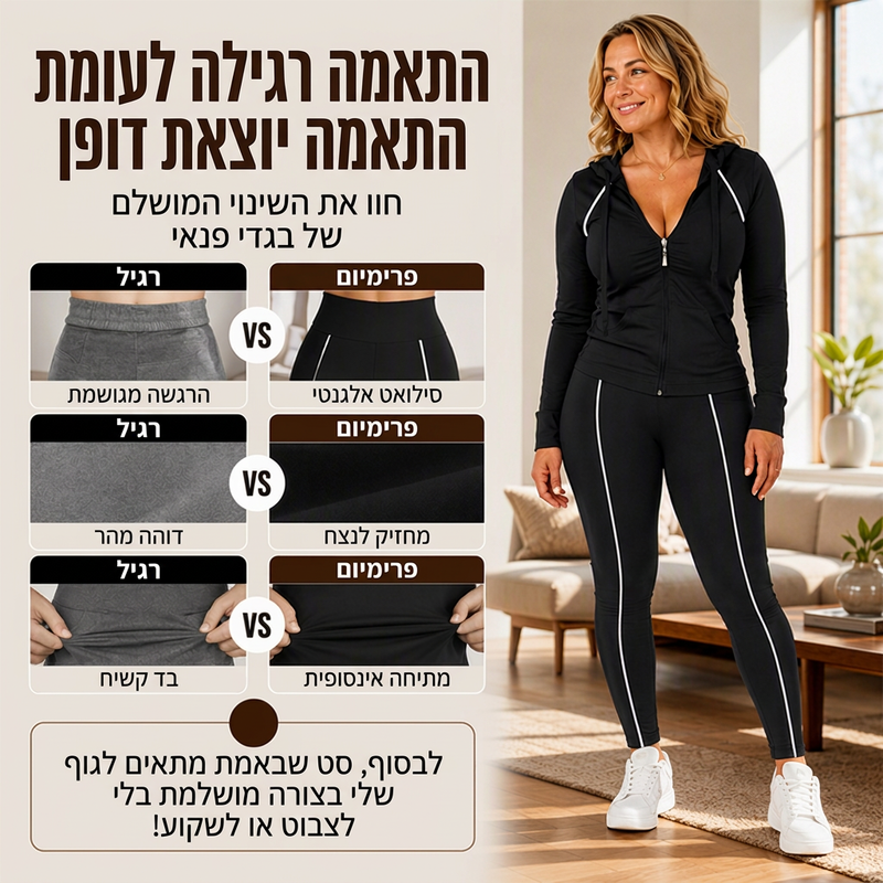 סט הודי עם רוכסן וחותלות אתלטי לנשים