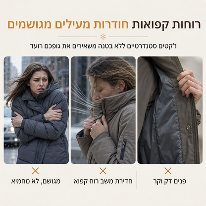 פארקה מרופדת בפרווה מלאכותית לנשים לחורף