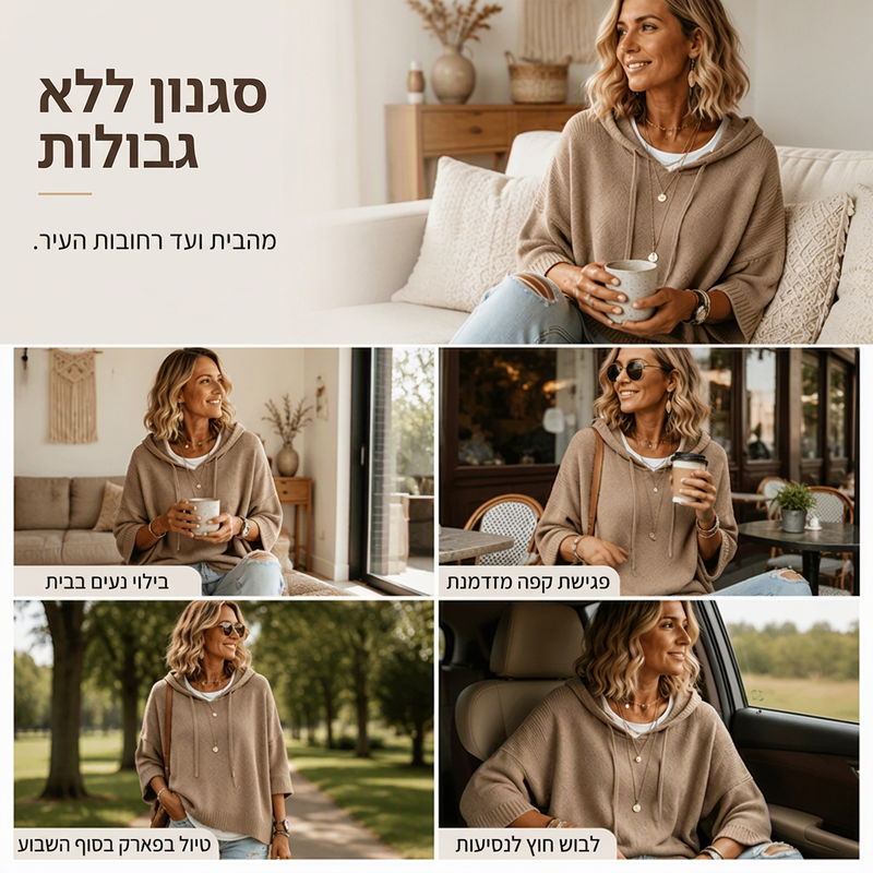סווטשירט קשירה לנשים עם כובע