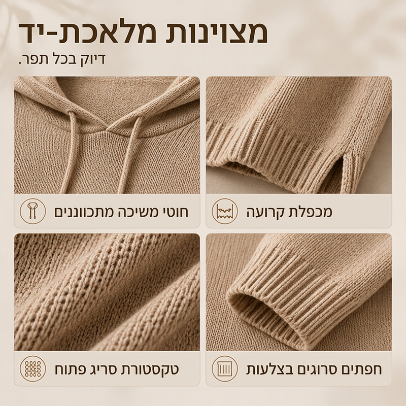 סווטשירט קשירה לנשים עם כובע