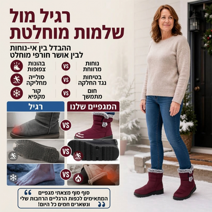 מגפי שלג חמים לחורף לנשים, ללא החלקה