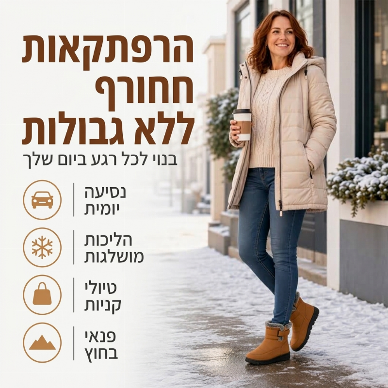מגפי שלג חמים לחורף לנשים, ללא החלקה