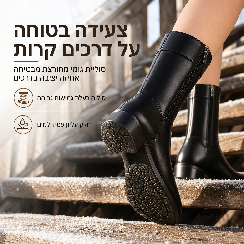מגפי מרטין חורפיים לנשים מרופדים בפליס