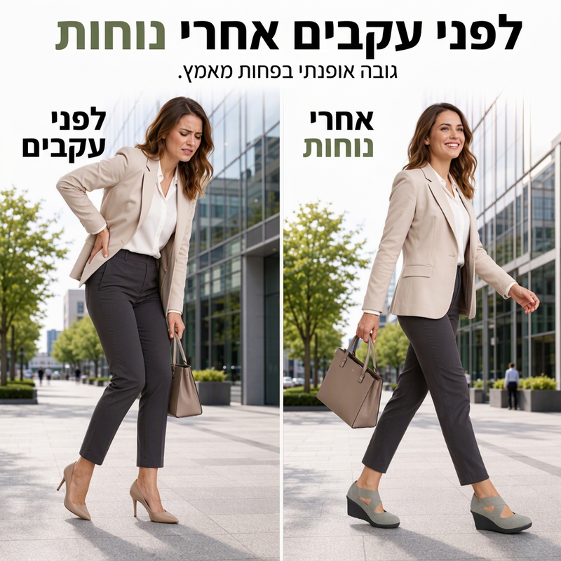 נעלי נשים שטוחות עם עקב משולש, נעילה נוחה