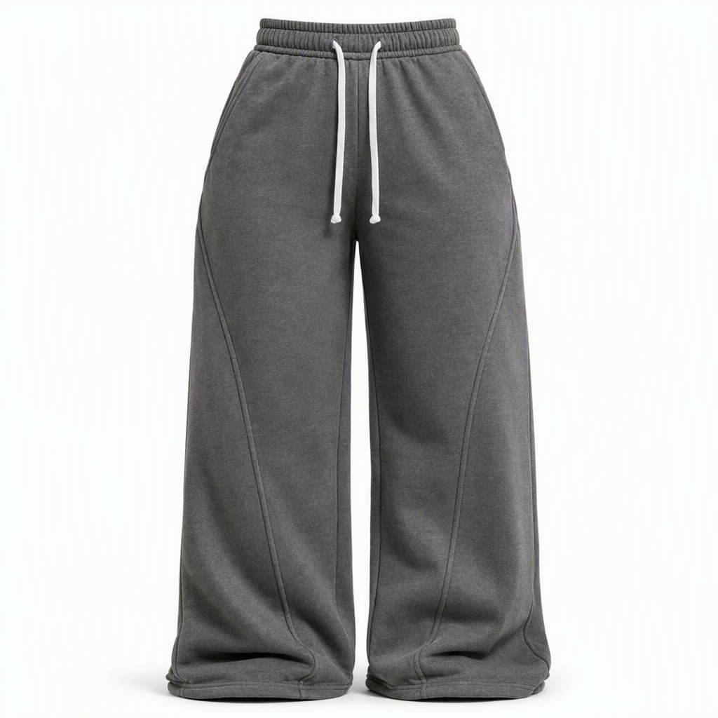 👖 תפרים מעוגלים, גזרת רגל רחבה מחמיאה | טרנינגים עם גזרה גבוהה לנשים✨