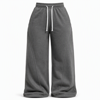 👖 תפרים מעוגלים, גזרת רגל רחבה מחמיאה | טרנינגים עם גזרה גבוהה לנשים✨
