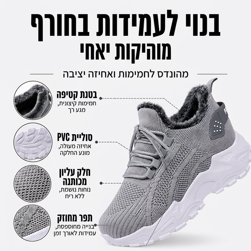 נעלי סניקרס סרוגות חמות לנשים לחורף