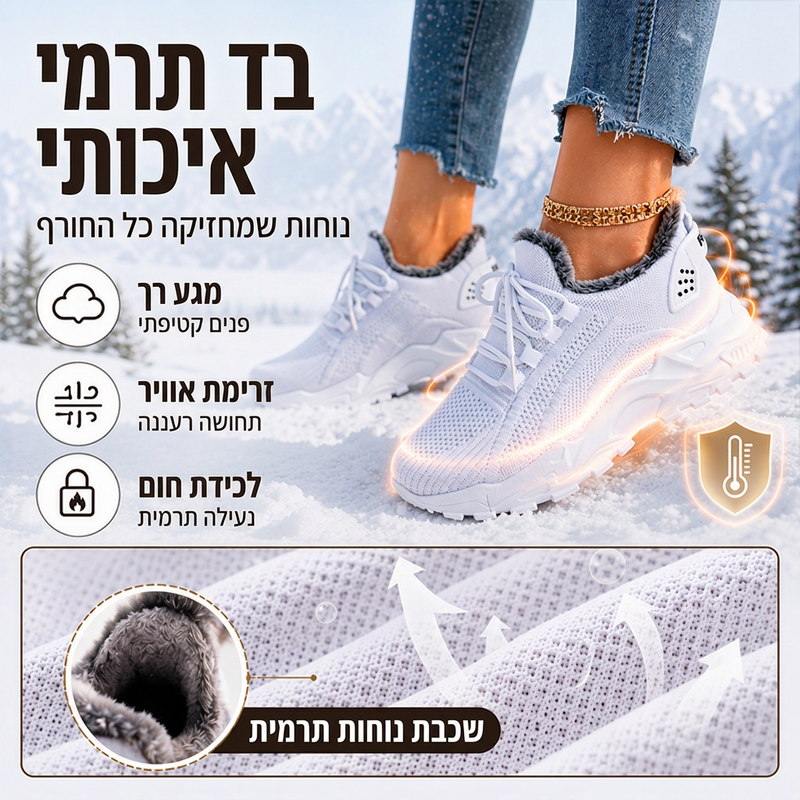 נעלי סניקרס סרוגות חמות לנשים לחורף