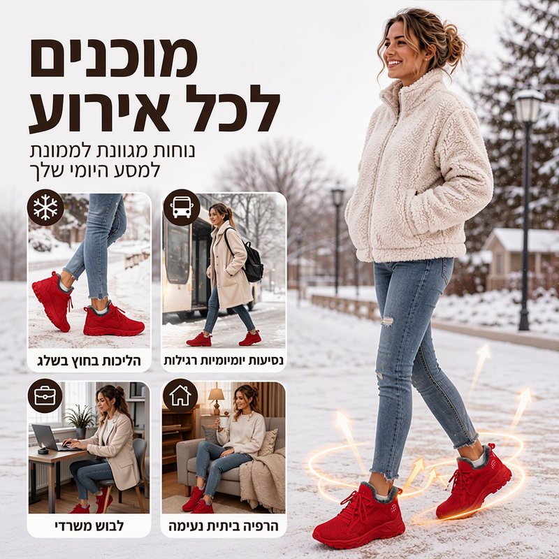נעלי סניקרס סרוגות חמות לנשים לחורף
