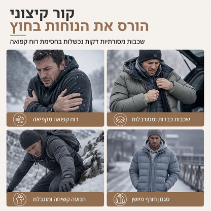 ❄️ נוחות מוכנה לחורף | פובר קפוצ'ון גברים מרופד פליס בעיצוב ג'קארד