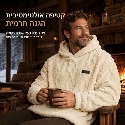 ❄️ נוחות מוכנה לחורף | פובר קפוצ'ון גברים מרופד פליס בעיצוב ג'קארד