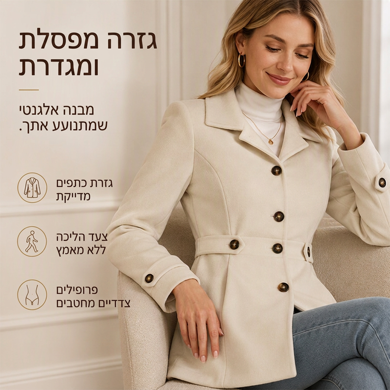 מעיל נשים דק עם כפתור בודד ואלגנטי