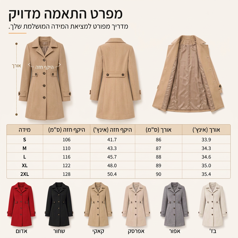 מעיל נשים דק עם כפתור בודד ואלגנטי
