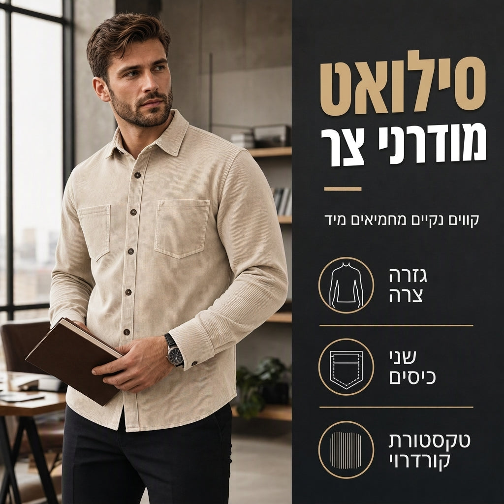 מקט חולצת קורדרוי קז'ואל לגברים