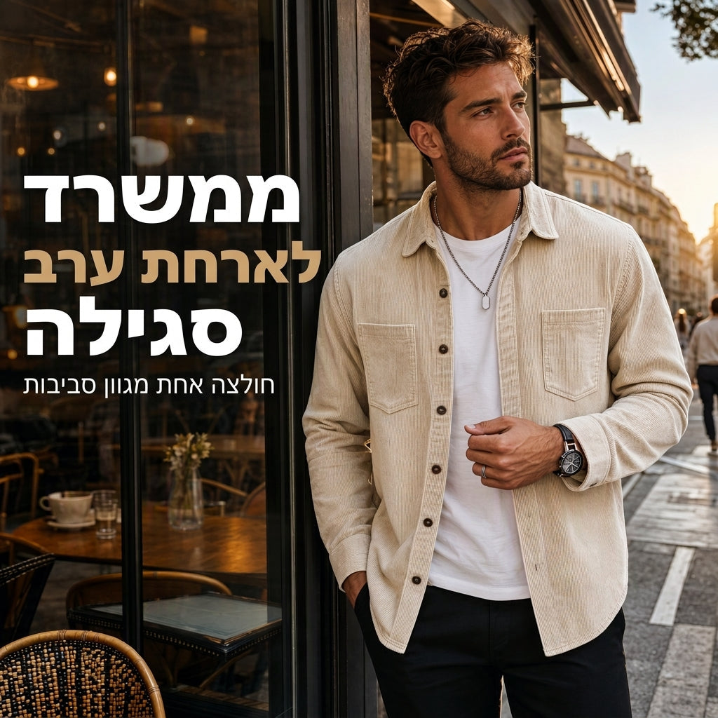 מקט חולצת קורדרוי קז'ואל לגברים