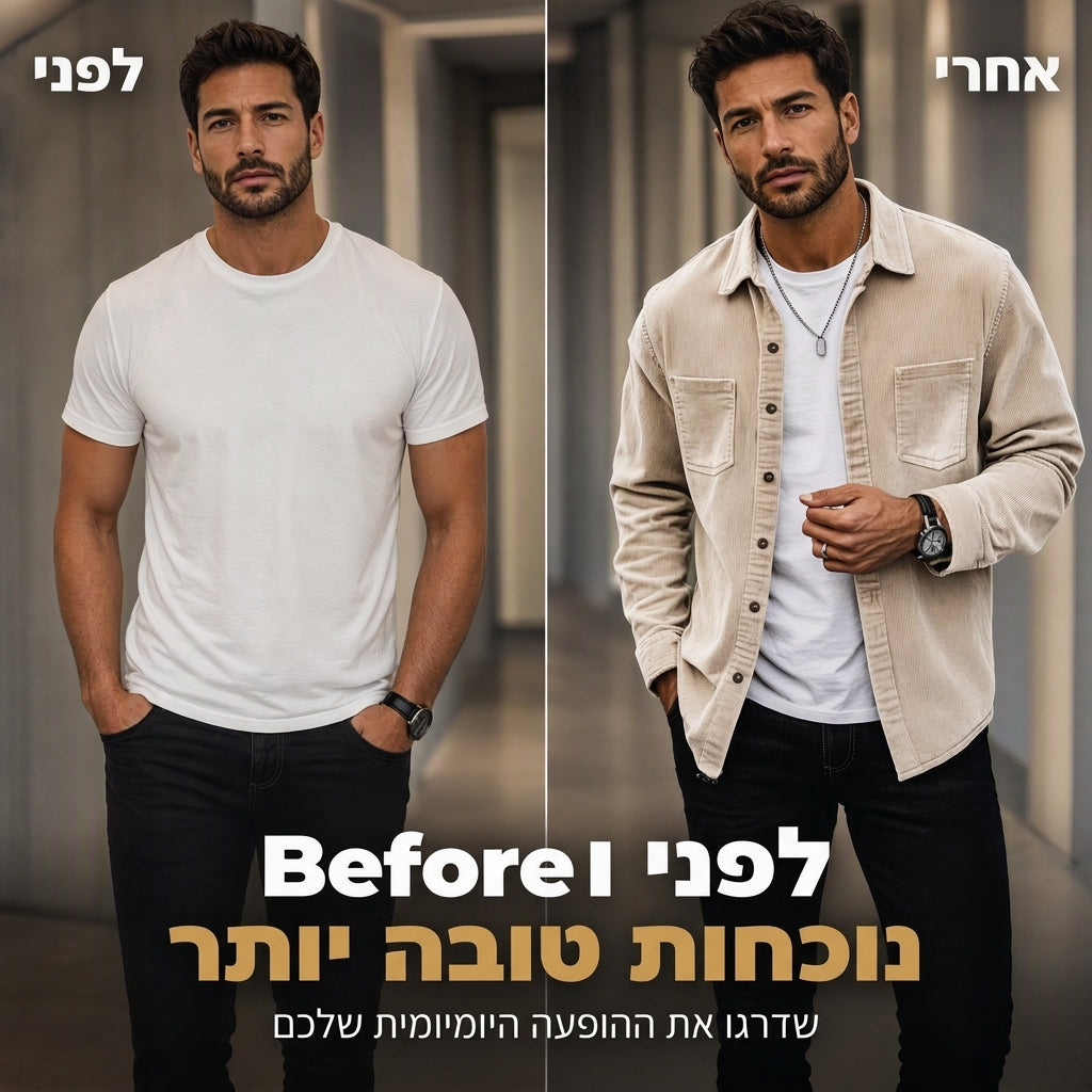 מקט חולצת קורדרוי קז'ואל לגברים