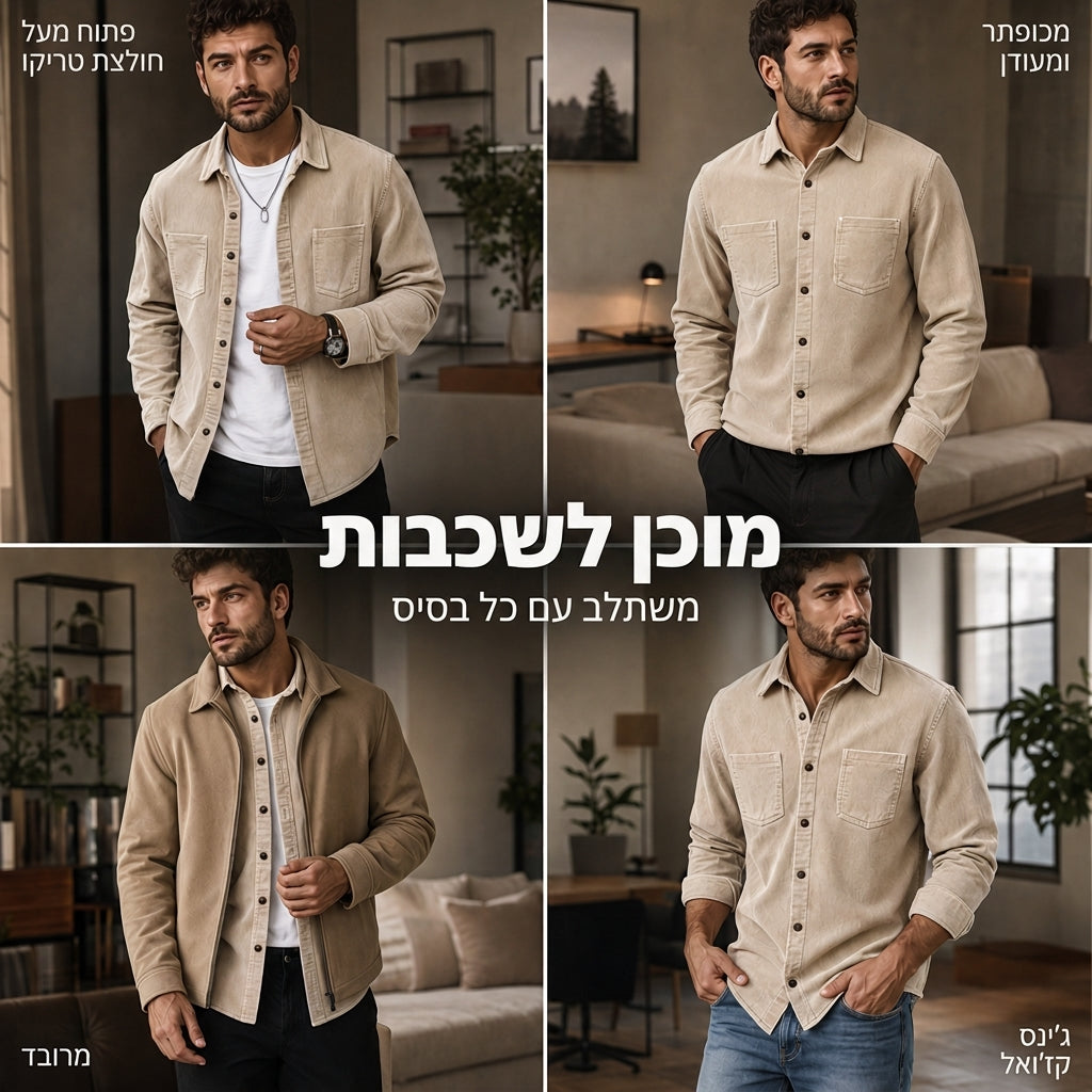 מקט חולצת קורדרוי קז'ואל לגברים