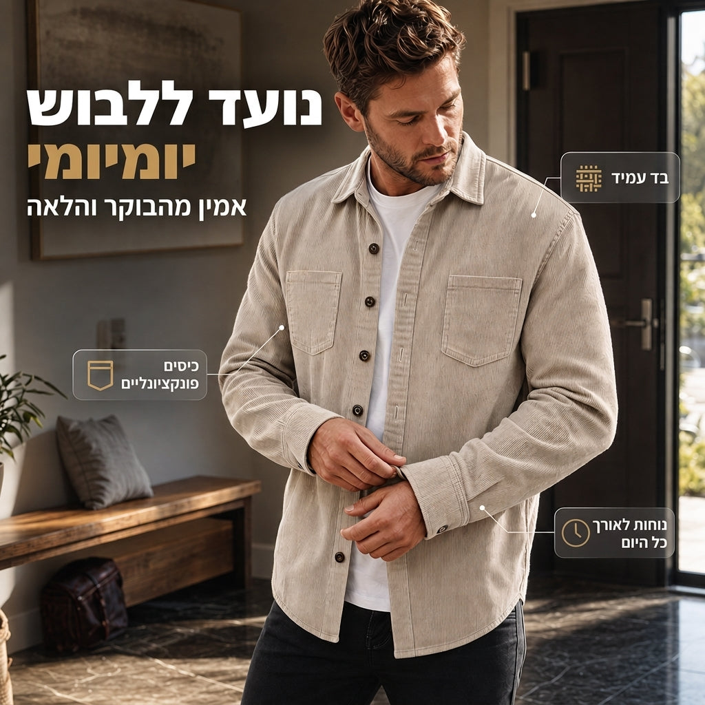 מקט חולצת קורדרוי קז'ואל לגברים
