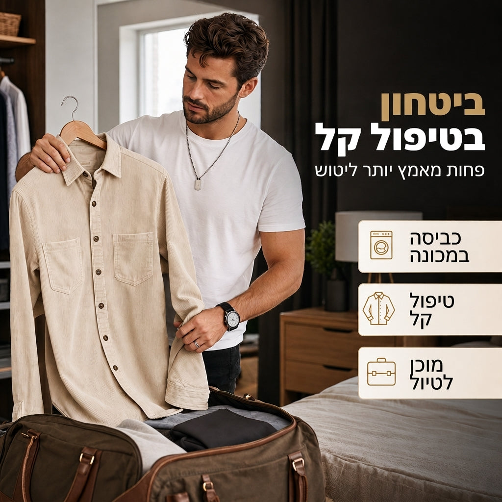 מקט חולצת קורדרוי קז'ואל לגברים