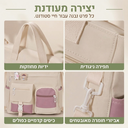 תיק קנבס טוט עם קיבולת גדולה וכיסים מרובים