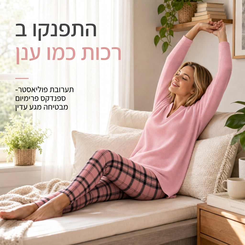 סט טופ סרוג ולגינגז משובצות לנשים