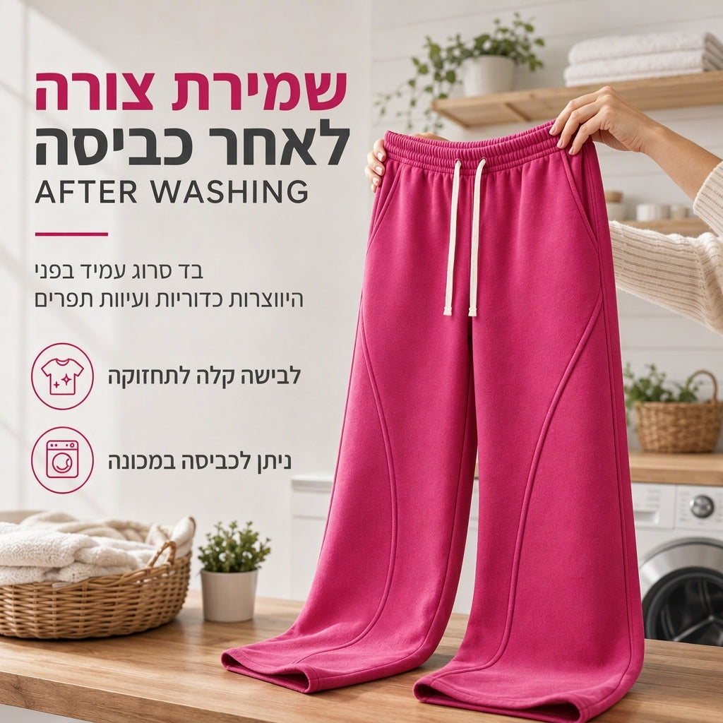 👖 תפרים מעוגלים, גזרת רגל רחבה מחמיאה | טרנינגים עם גזרה גבוהה לנשים✨