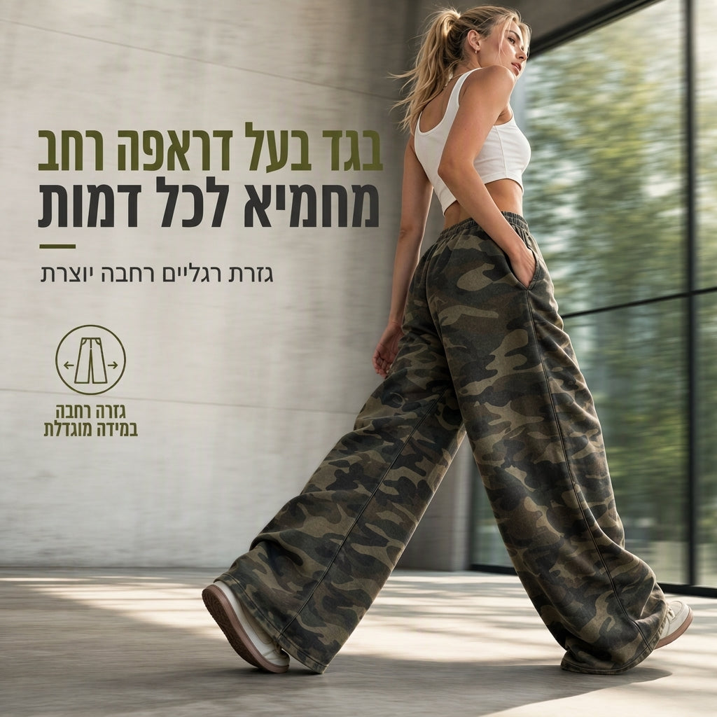 מכנסי ספורט רחבים משוטפים וינטג' לנשים