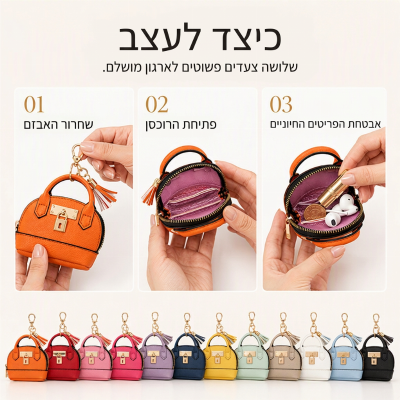 מחזיק מפתחות תיק מיני מעטפת מעור PU, ארנק מטבעות לשפתון