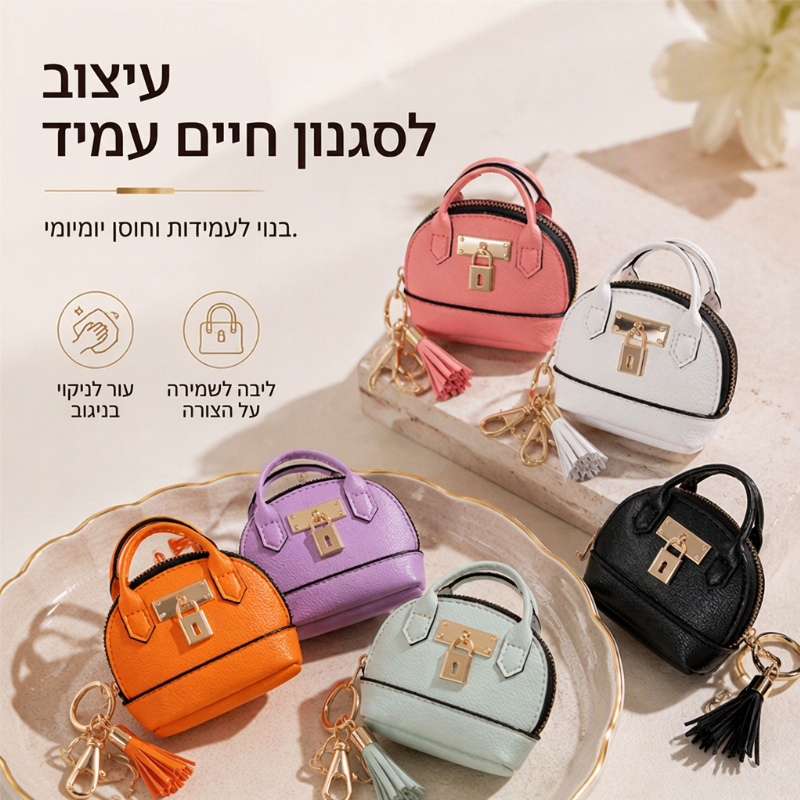 מחזיק מפתחות תיק מיני מעטפת מעור PU, ארנק מטבעות לשפתון