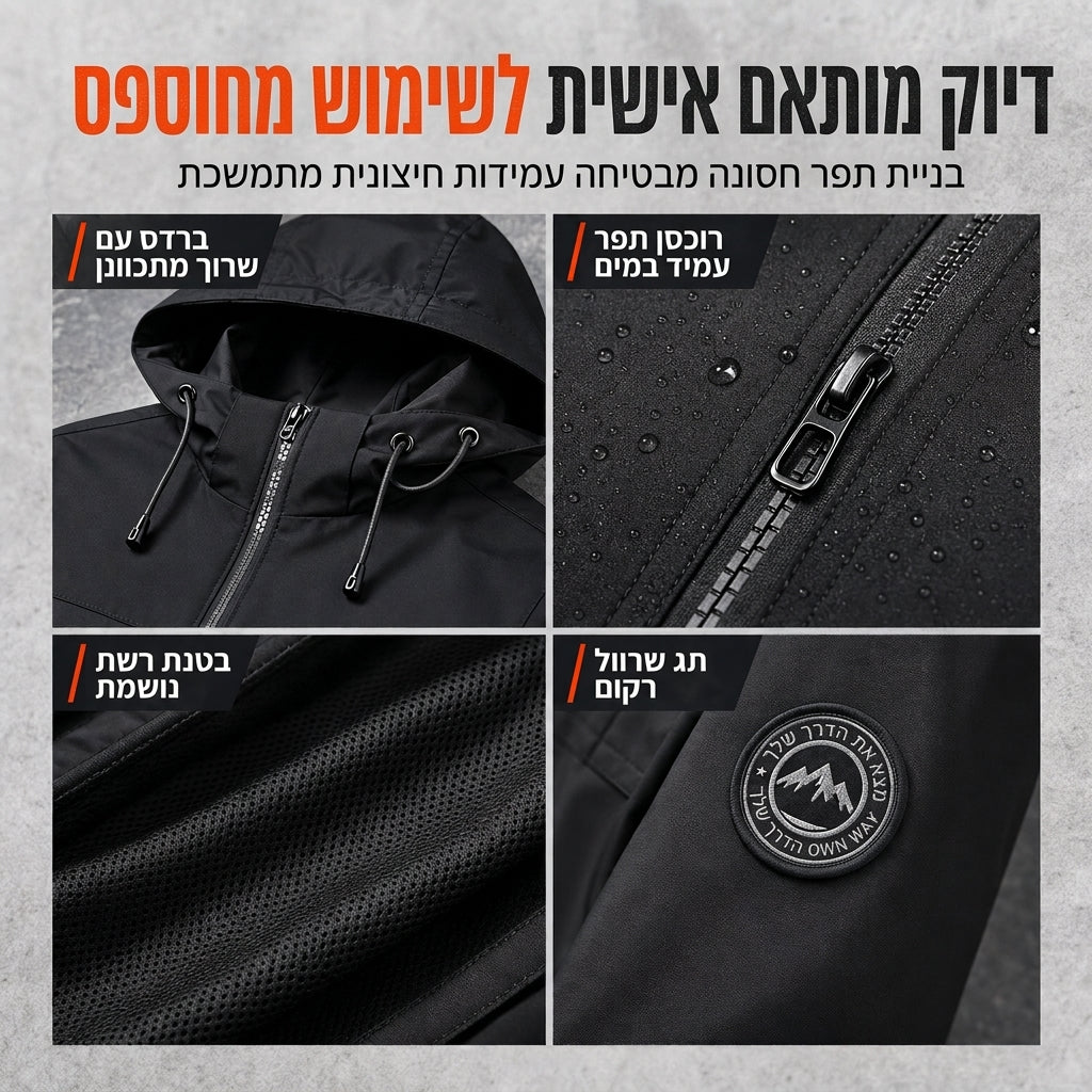 מעיל רוח חיצוני לגברים עם כובע נתיק