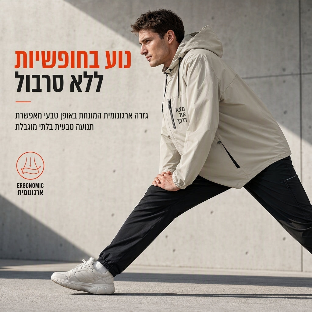 מעיל רוח חיצוני לגברים עם כובע נתיק