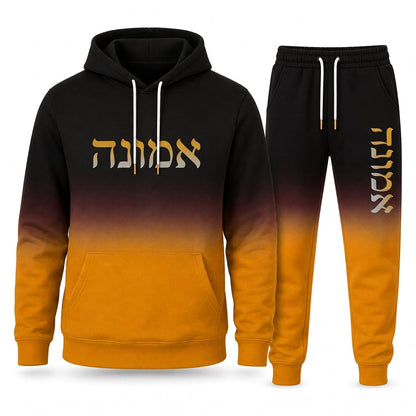🔥 הדפסה תלת מימדית מודגשת, מראה סטריטוור שלם | חליפת טרנינג דו-חלקית עם כובע לגברים