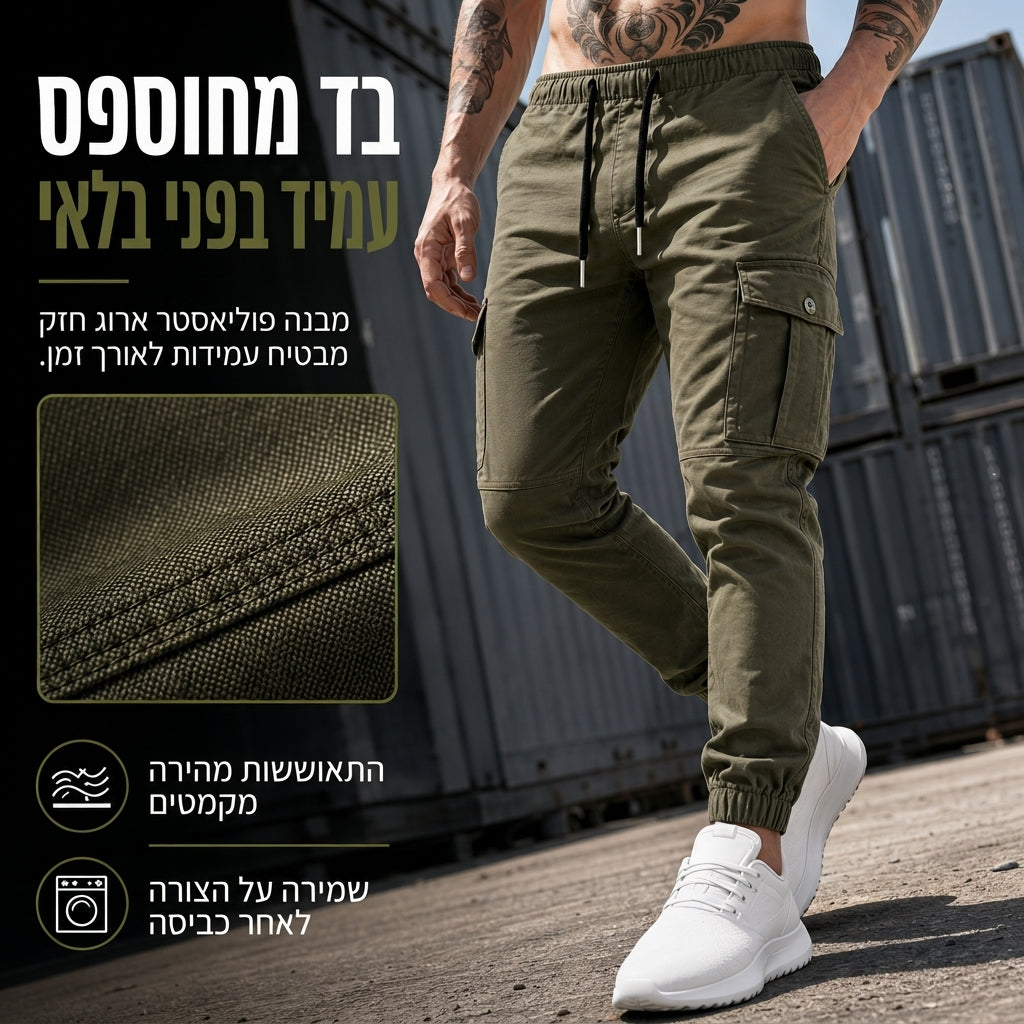 💥 שימושיות בלי עודף נפח | ג'וגרים קלים לגברים עם כיסים מרובים בסגנון קרגו