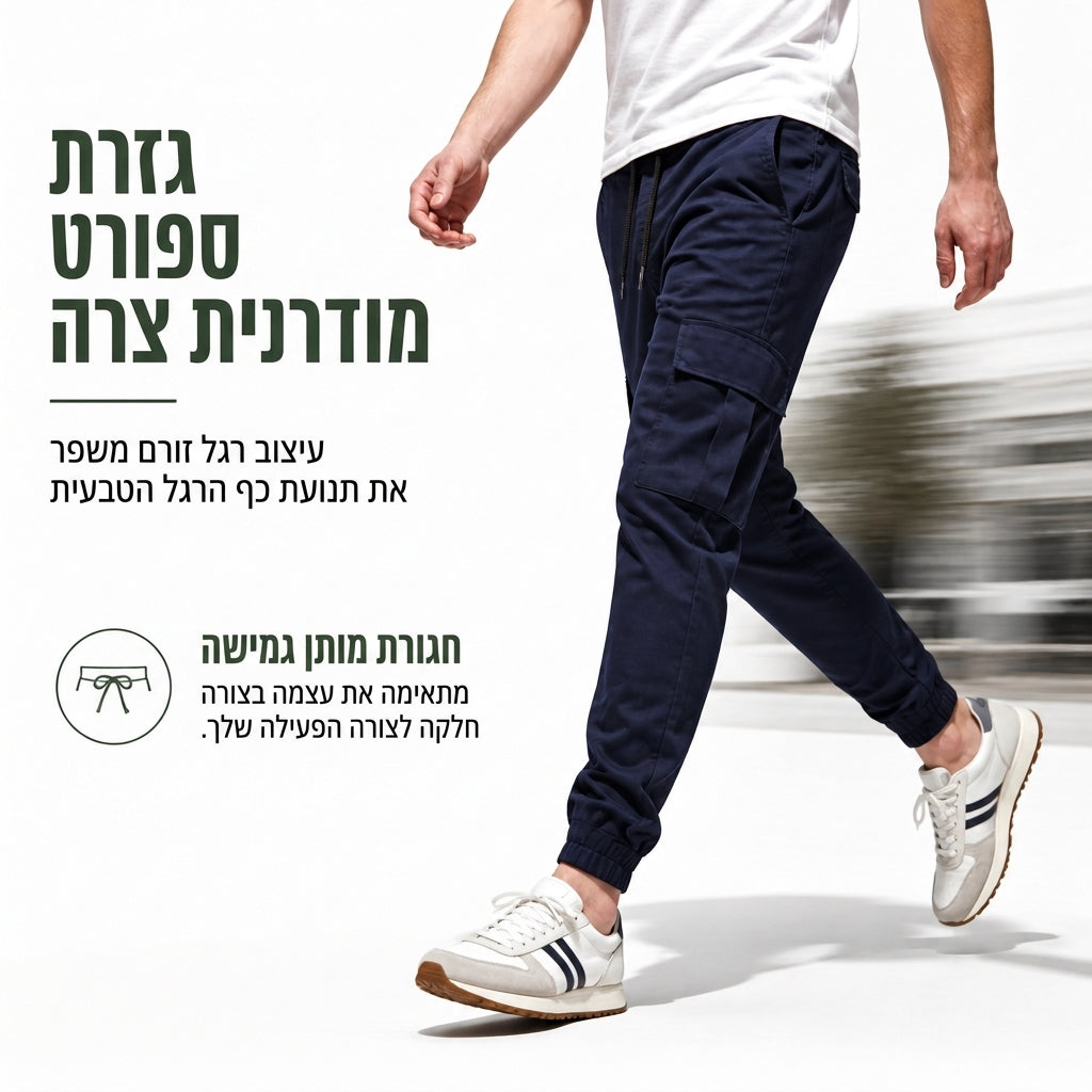 מכנסי קארגו קז'ואל לגברים עם כיסים מרובים וחוט משיכה