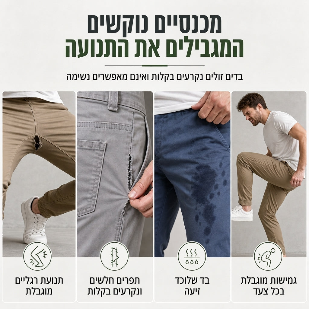מכנסי קארגו קז'ואל לגברים עם כיסים מרובים וחוט משיכה