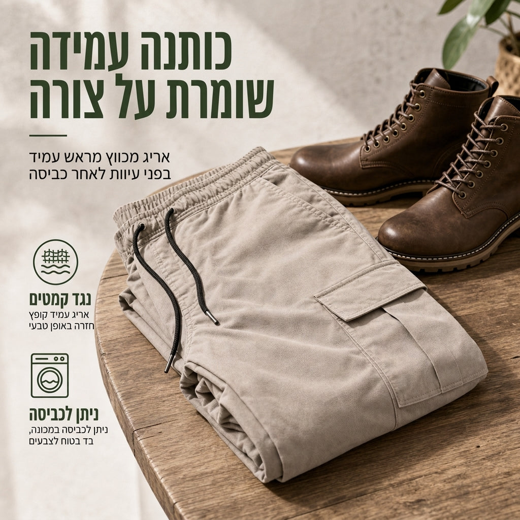 מכנסי קארגו קז'ואל לגברים עם כיסים מרובים וחוט משיכה