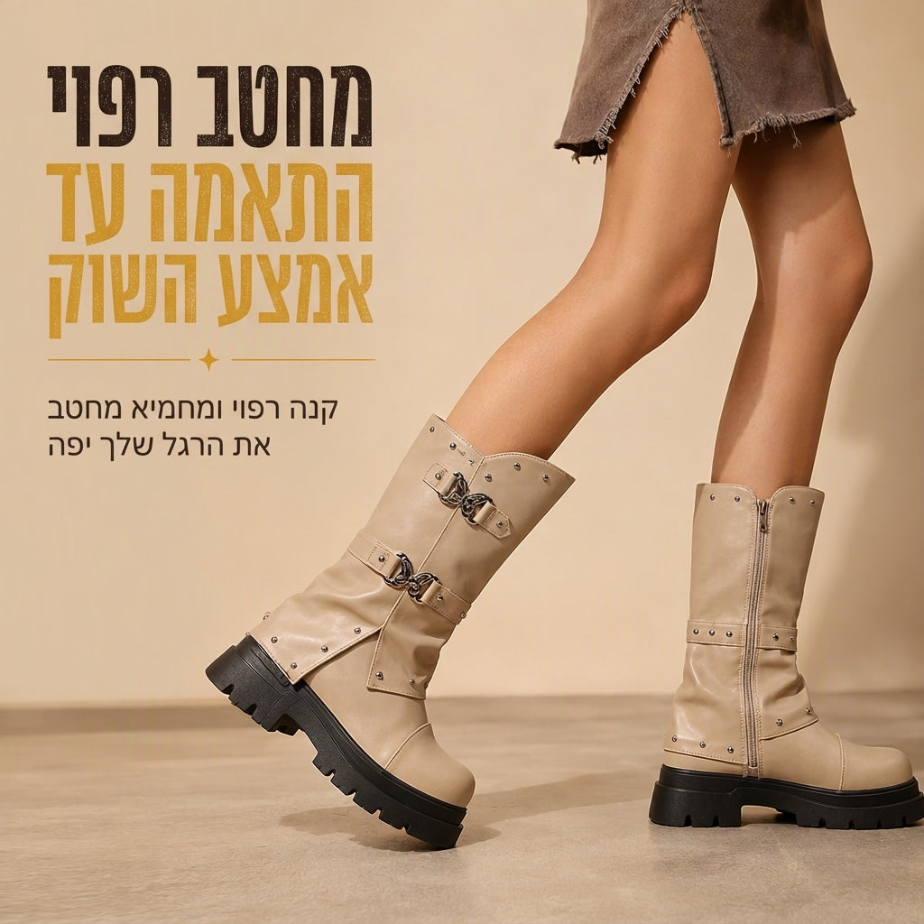 🤎 פרט מערבי, צעדים יציבים יותר | מגפוני נשים עם אבזם ופלטפורמה ⚡ משלוח חינם