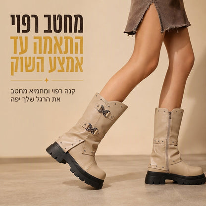 🤎 פרט מערבי, צעדים יציבים יותר | מגפוני נשים עם אבזם ופלטפורמה ⚡ משלוח חינם