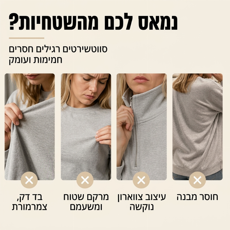 סווטשירט נשים בסריגת כבלים עם רוכסן חצי