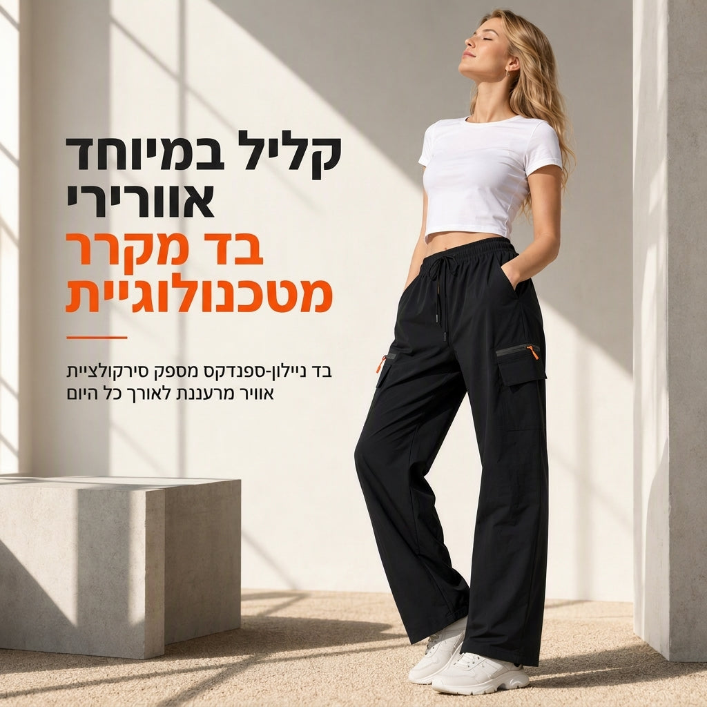 מכנסי סווטפנט קארגו קז'ואל לנשים, גזרה רופפת, מהירים לייבוש, נושמים, מכנסיים ארוכים עם כיסים
