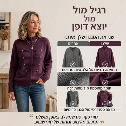 מעיל סוודר קז'ואל לנשים עם רוכסן כפול
