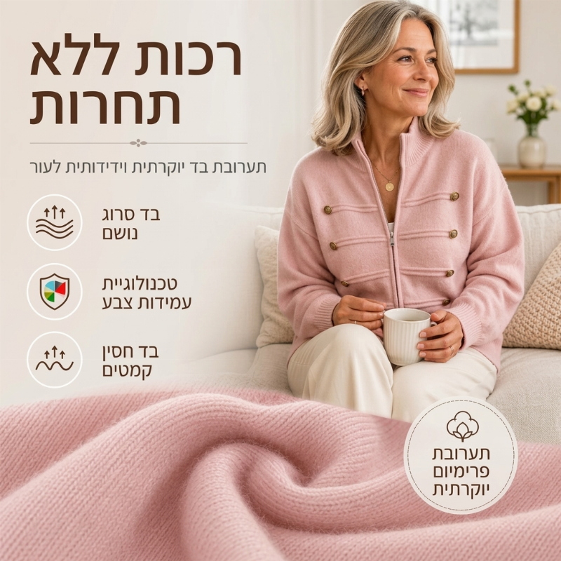 מעיל סוודר קז'ואל לנשים עם רוכסן כפול