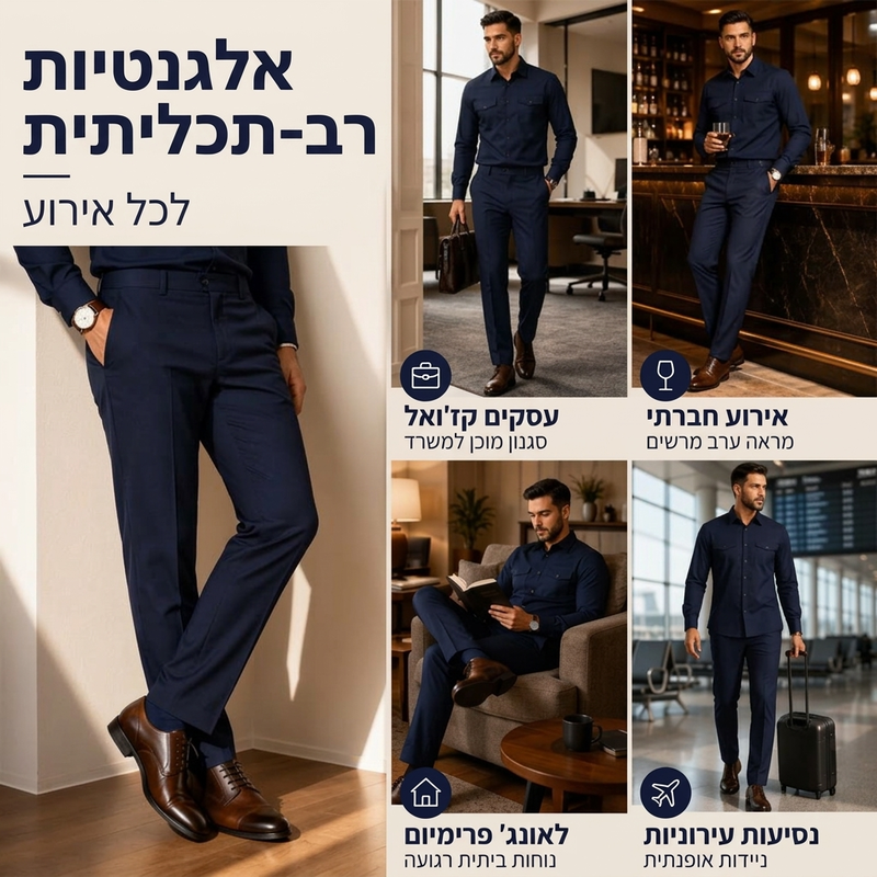 סט חולצה ומכנסיים מפוליאסטר לגברים
