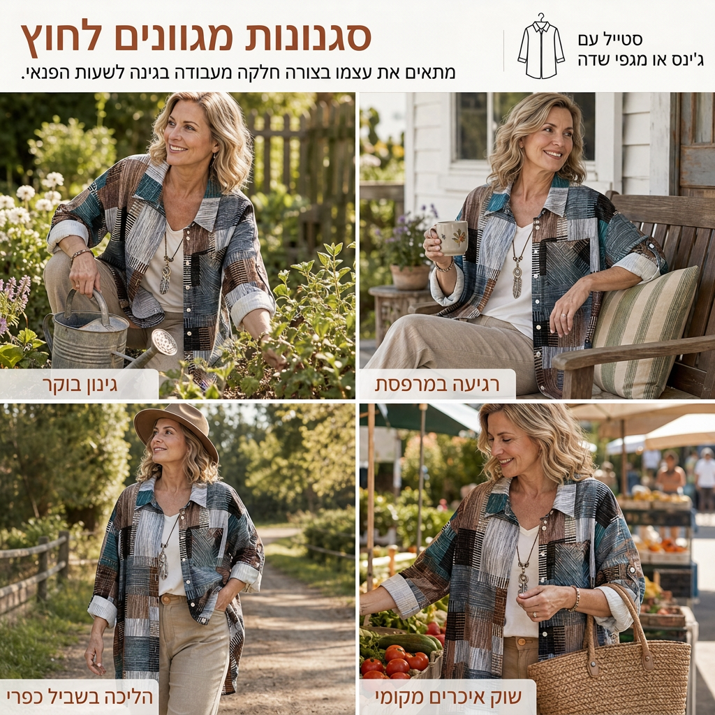 חולצת קפלים מרובעת במידה רפויה, קטיפה חיצונית במידות גדולות להגנה מפני השמש לאביב ולסתיו