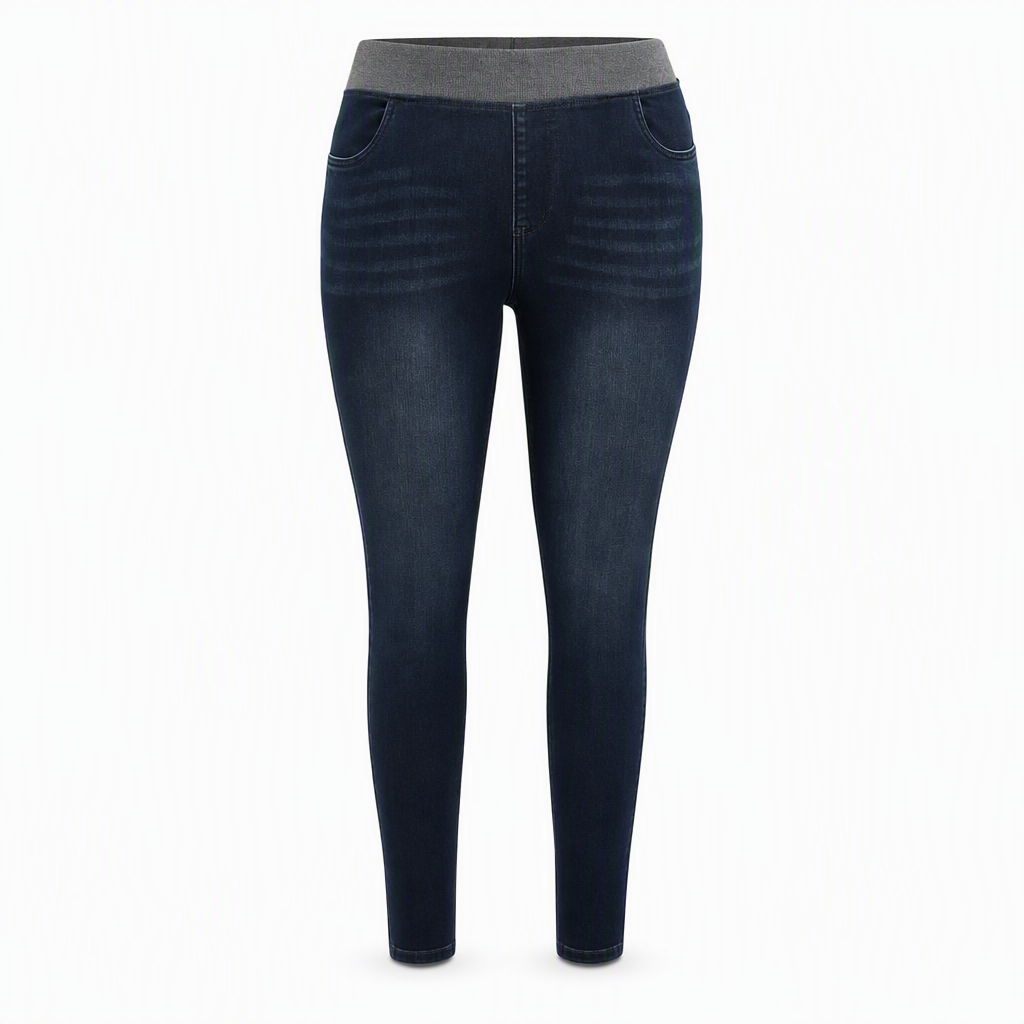 👖 ללא כפתורים, ללא צביטה | ג'ינס נשים במתיחה בגזרה גבוהה עם משיכה קלה