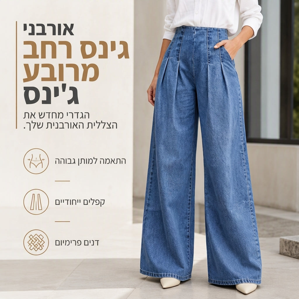 ג'ינס לנשים במותן גבוה עם רגליים רחבות