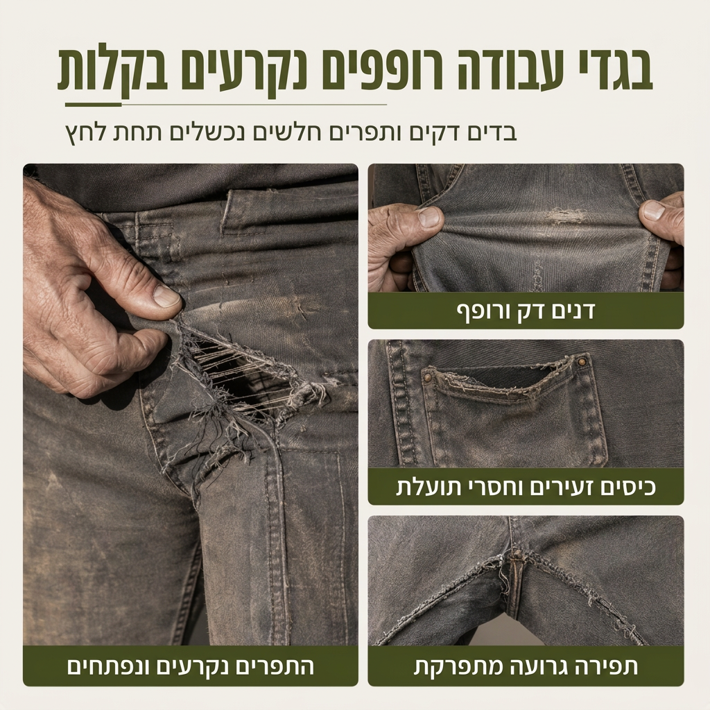 אוברול דנים מכותנה כבד לגברים, גזרה רפויה, רגל ישרה, מרובה כיסים שימושיים