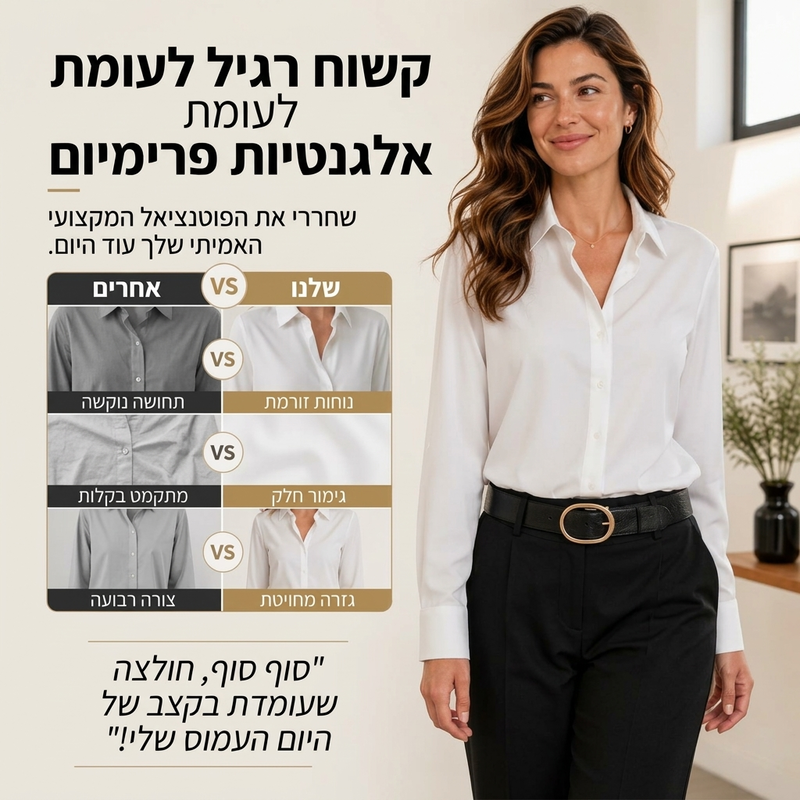 חולצת נשים רב-תכליתית מסאטן משי עם שרוולים ארוכים